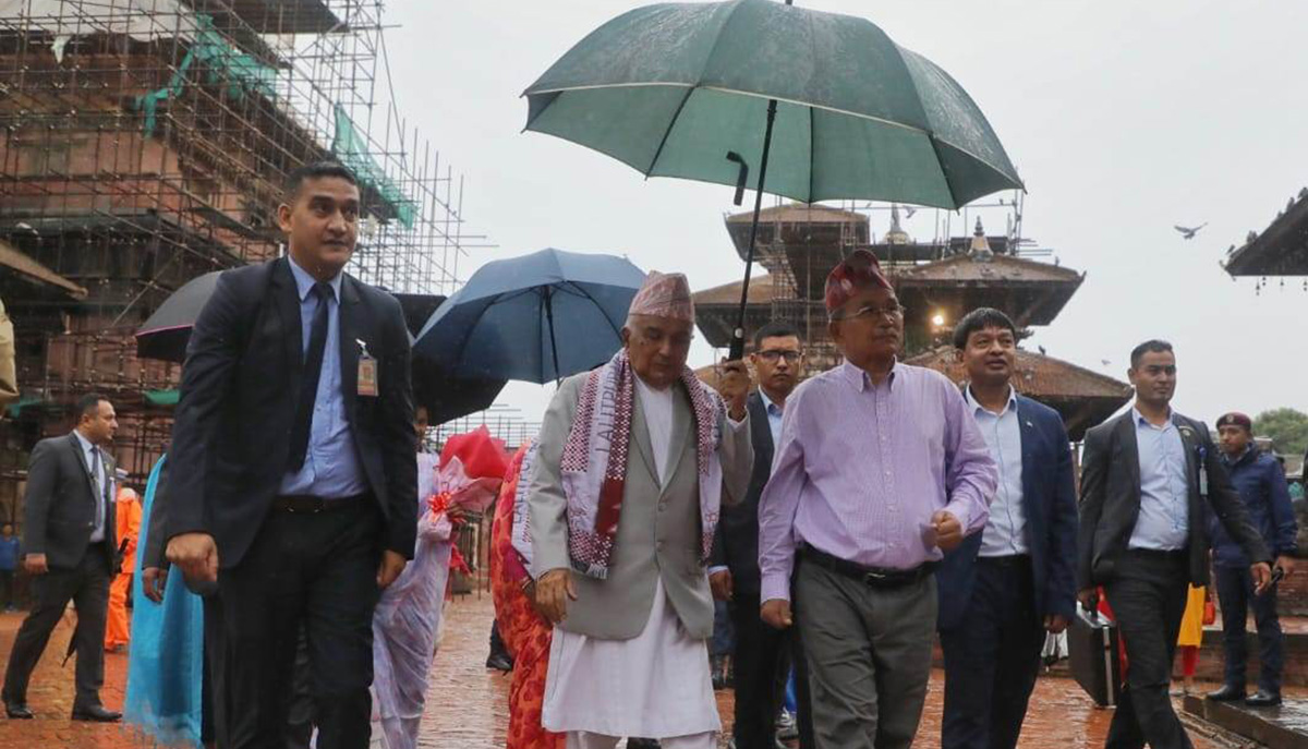 राष्ट्रपति पौडेलद्वारा कृष्ण मन्दिरको दर्शन